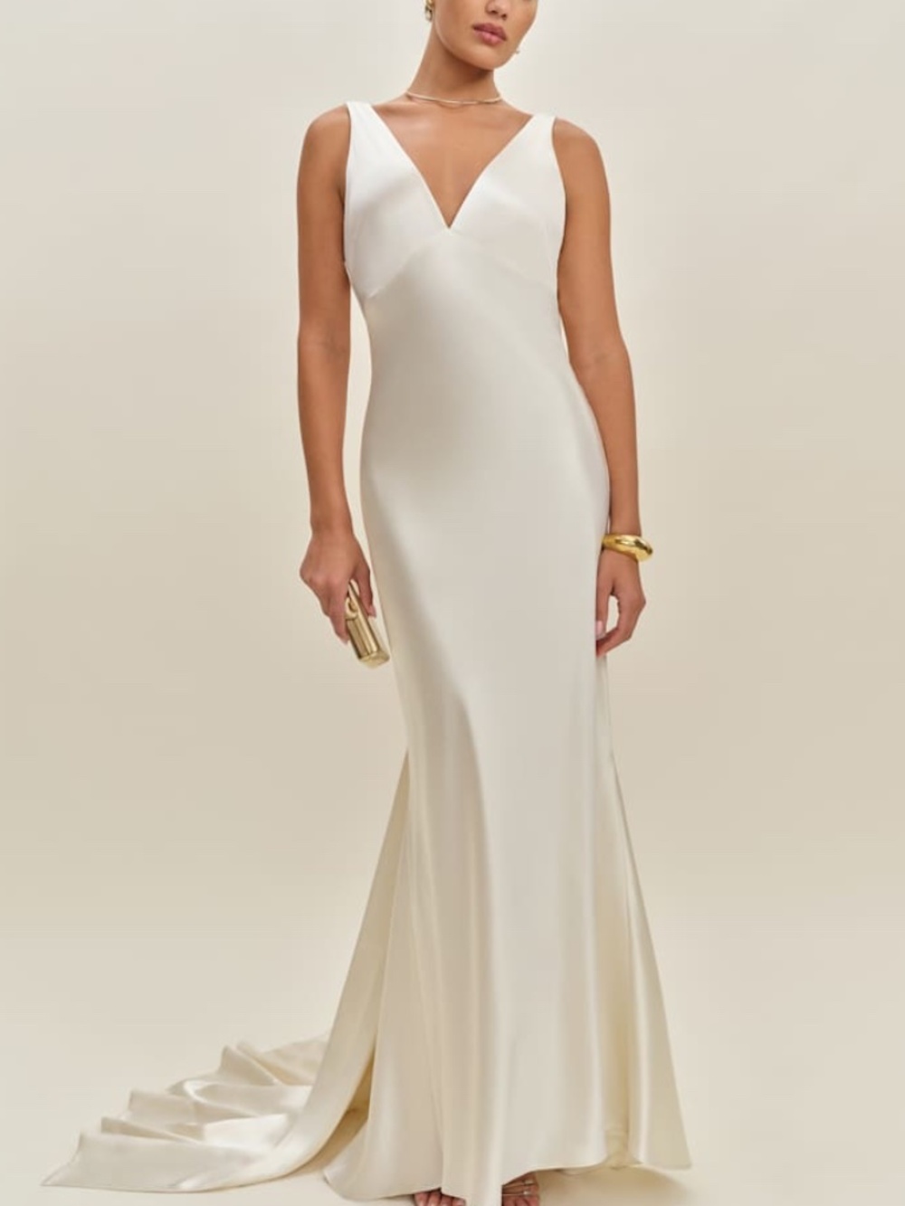 Reformation Margot Wedding Dress Gown Silk Satin Ivory Mermaid Train With Tags 8